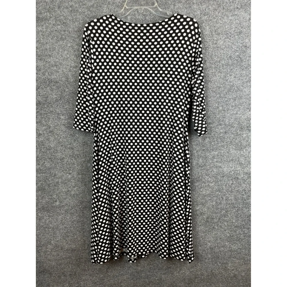 Polka Dot Wrap Dress Women 3XL Black‎ White Excellent 3/4 Sleeve V-Neck